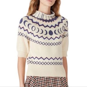 Louna Moon print faire isle sweater top. Size Large